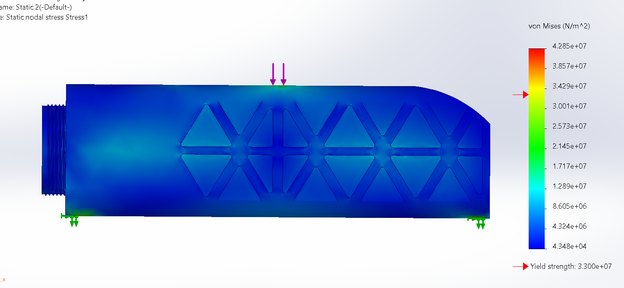 FEA stress plot from the bend-test study