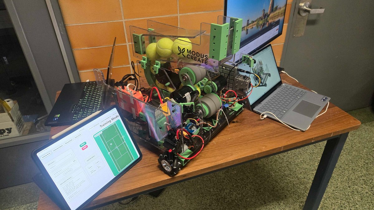 Tennis Buddy with its laptop interface